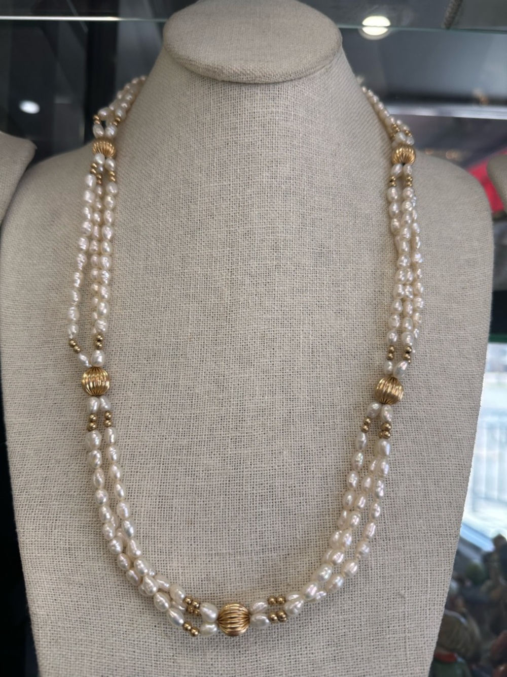 Layered Freshwater Pearl Necklace & Bracelet with 14K Yellow Gold